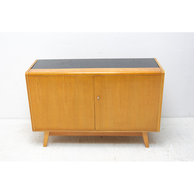 Vintage sideboard made of beech wood and opaxite glass by Hubert Nepožitek and Bohumil Landsman for Jitona, 1960