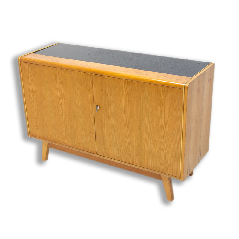 Vintage sideboard made of beech wood and opaxite glass by Hubert Nepožitek and Bohumil Landsman for Jitona, 1960