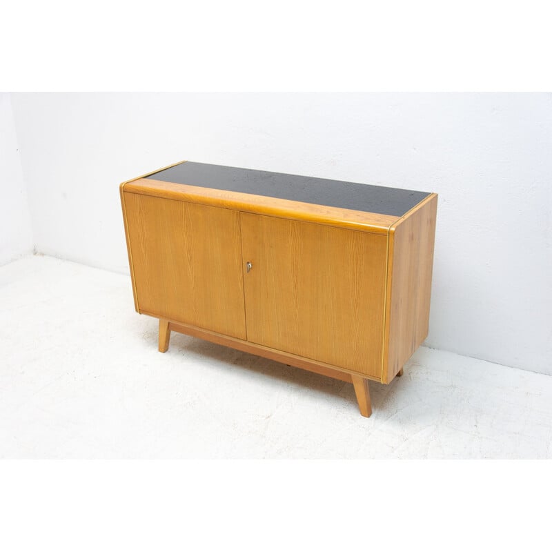 Vintage sideboard made of beech wood and opaxite glass by Hubert Nepožitek and Bohumil Landsman for Jitona, 1960