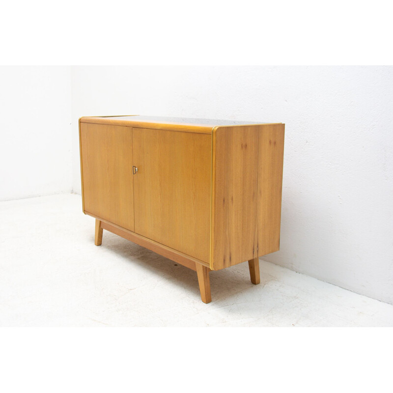 Vintage sideboard made of beech wood and opaxite glass by Hubert Nepožitek and Bohumil Landsman for Jitona, 1960