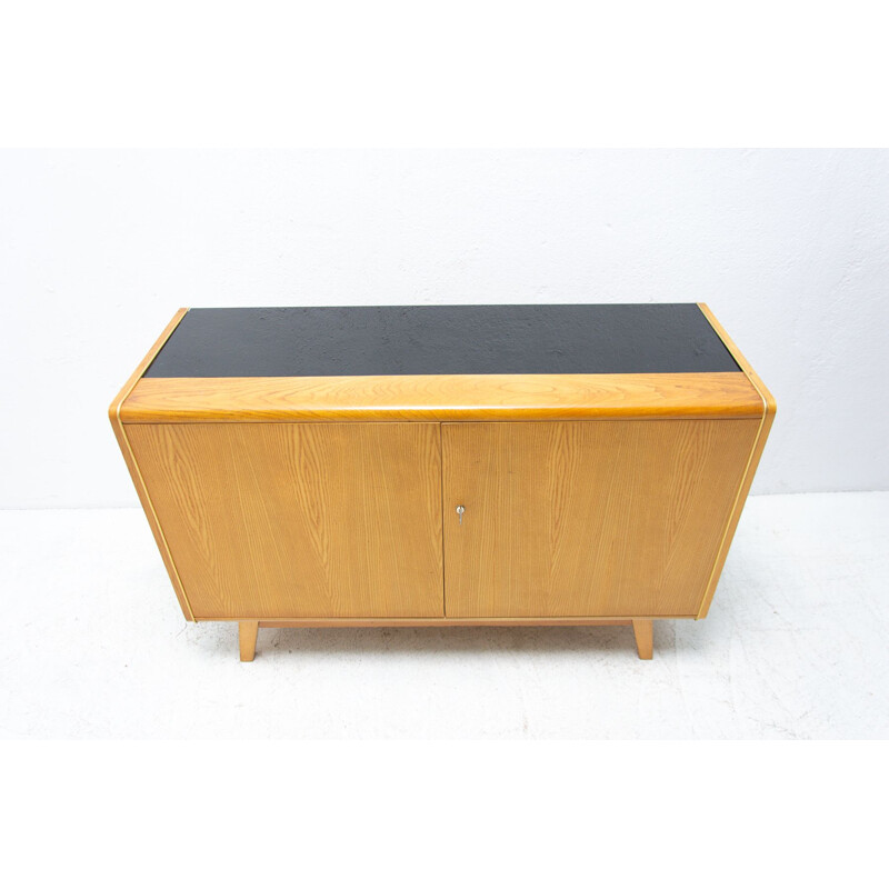 Vintage sideboard made of beech wood and opaxite glass by Hubert Nepožitek and Bohumil Landsman for Jitona, 1960