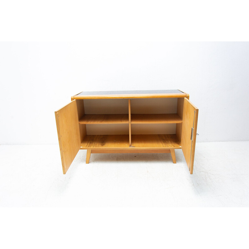 Vintage sideboard made of beech wood and opaxite glass by Hubert Nepožitek and Bohumil Landsman for Jitona, 1960