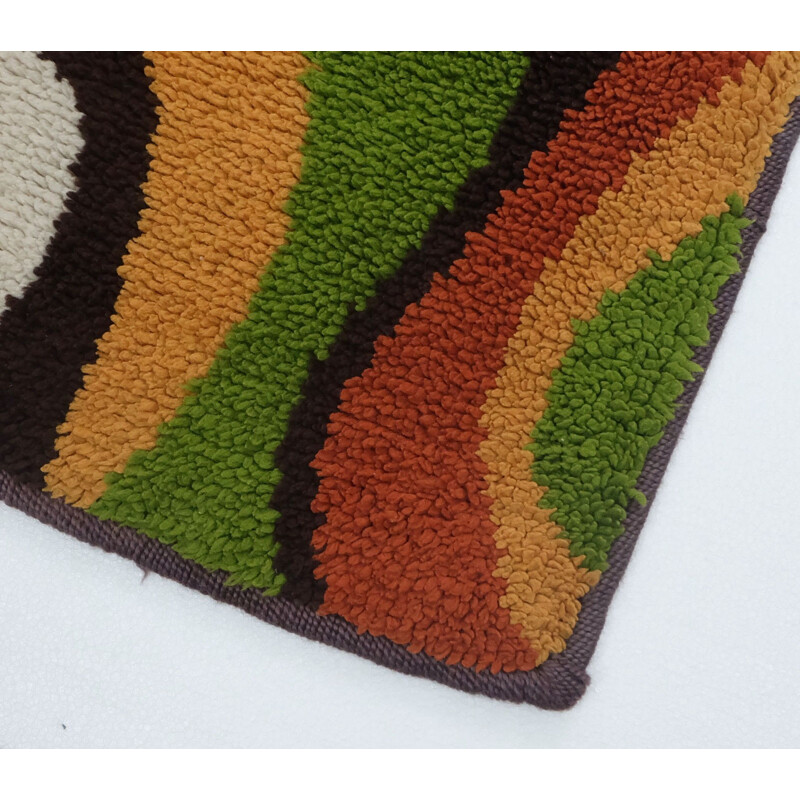 Hand-made rug in multiple colors - 1970s