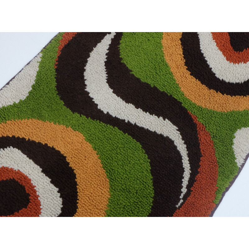 Tapis fait-main en laine multicolore - 1970