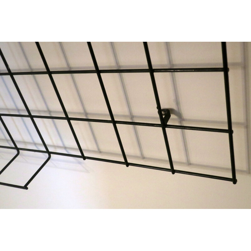 Mid-century wall mounted coat and hat rack in fine black metal, 1950s