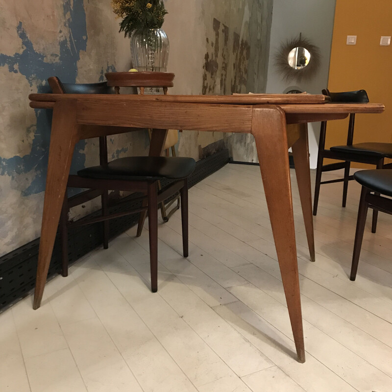 Vintage tafel met twee verlengstukken, 1950