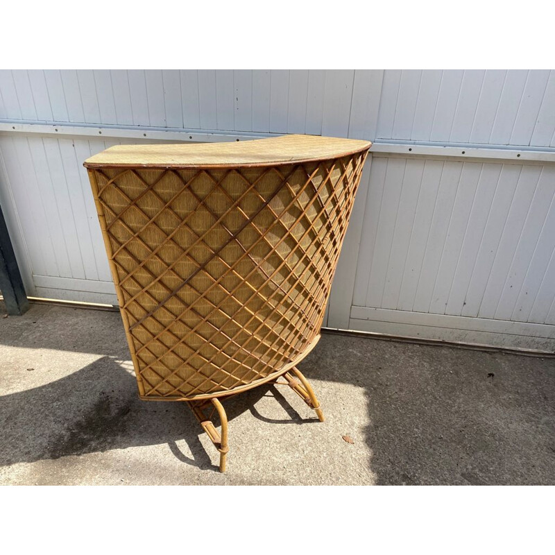 Vintage rattan bar counter, 1960-1970s