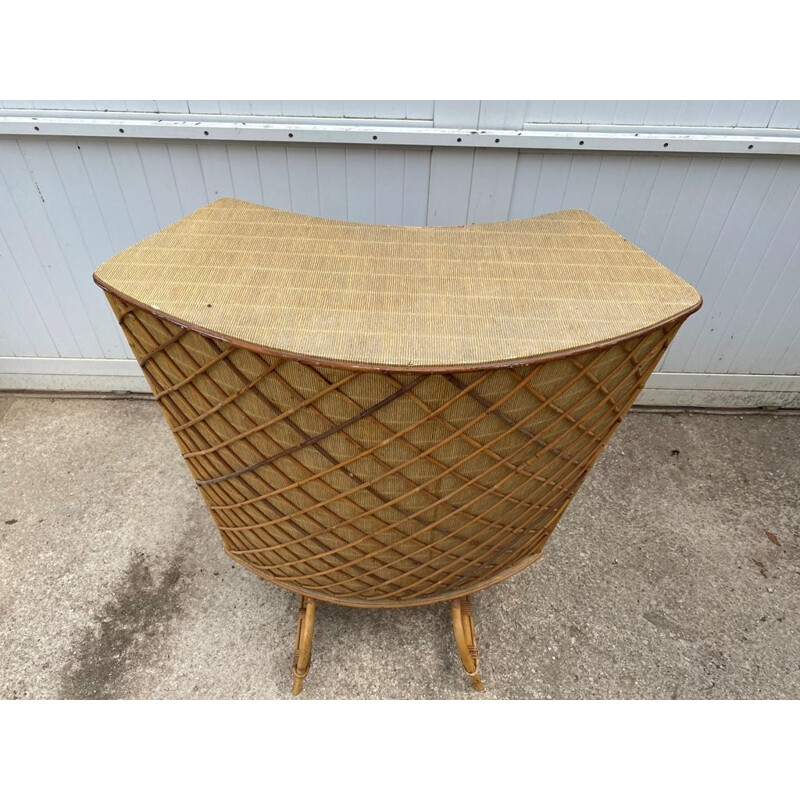 Vintage rattan bar counter, 1960-1970s