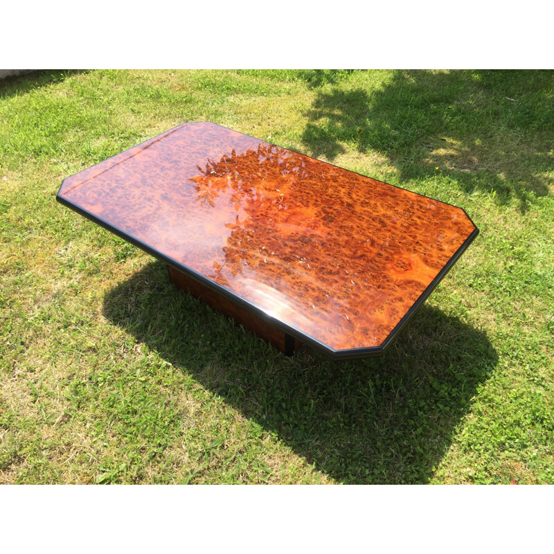 Vintage burr walnut coffee table by Mario Sabot, 1970