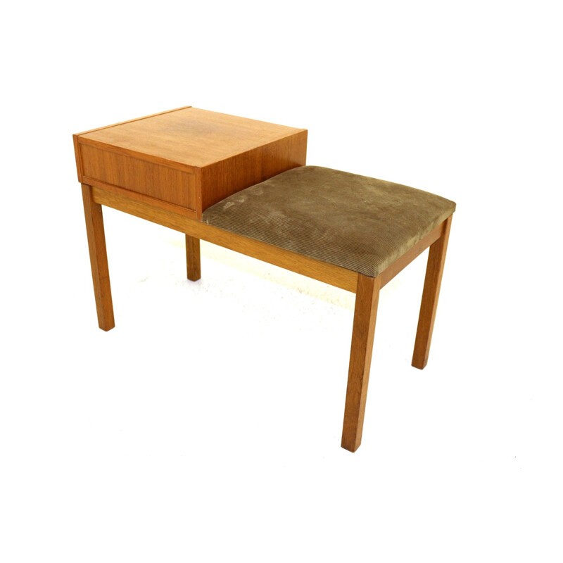 Vintage teak and oak telephone bench, Sweden 1960