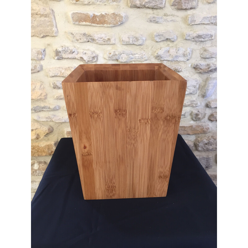 Cesta de escritorio vintage de madera de palma