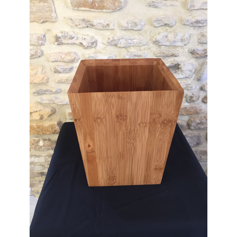 Vintage palm wood desk basket