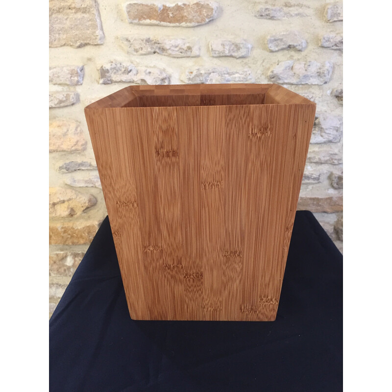 Vintage palm wood desk basket