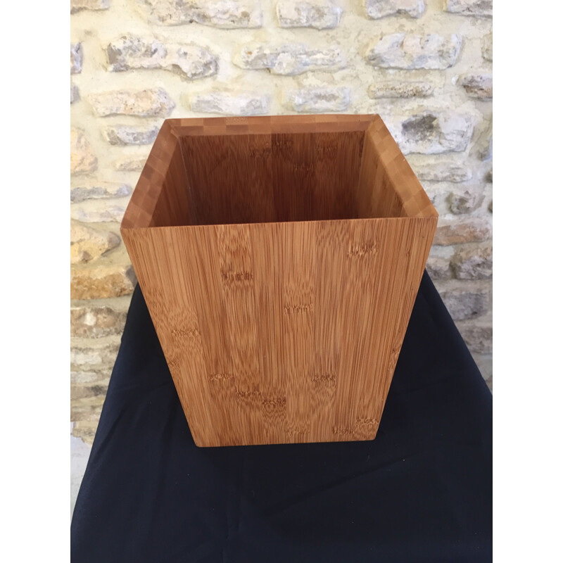 Vintage palm wood desk basket