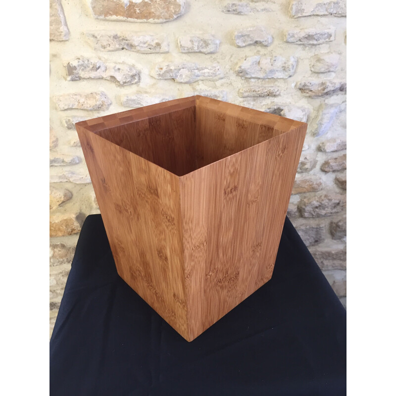 Vintage palm wood desk basket