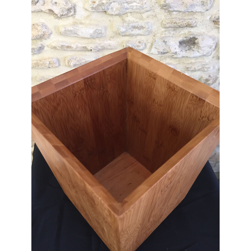 Vintage palm wood desk basket