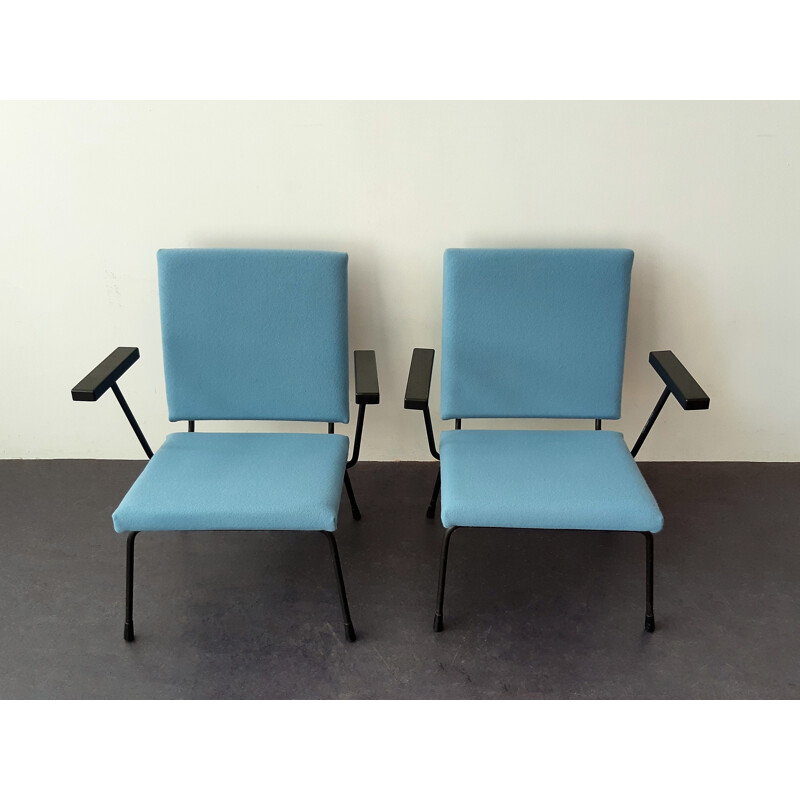 Pair of vintage lounge chairs model 415 by Wim Rietveld for Gispen, Dutch 1950