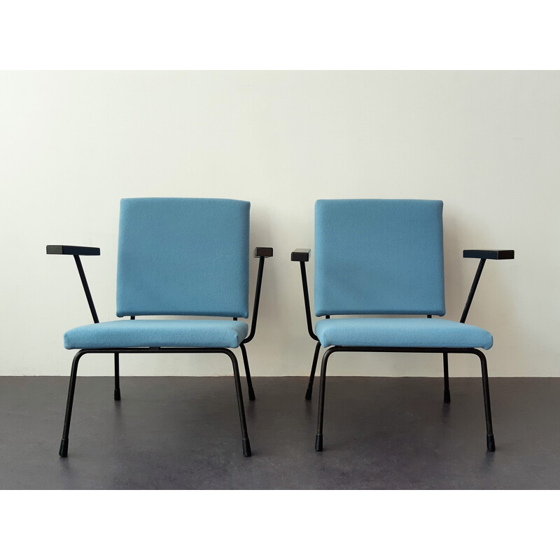 Pair of vintage lounge chairs model 415 by Wim Rietveld for Gispen, Dutch 1950