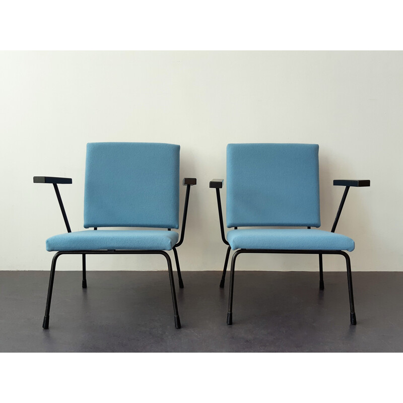 Pareja de tumbonas vintage modelo 415 de Wim Rietveld para Gispen, holandés 1950