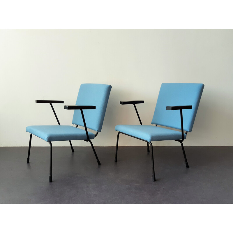 Pair of vintage lounge chairs model 415 by Wim Rietveld for Gispen, Dutch 1950