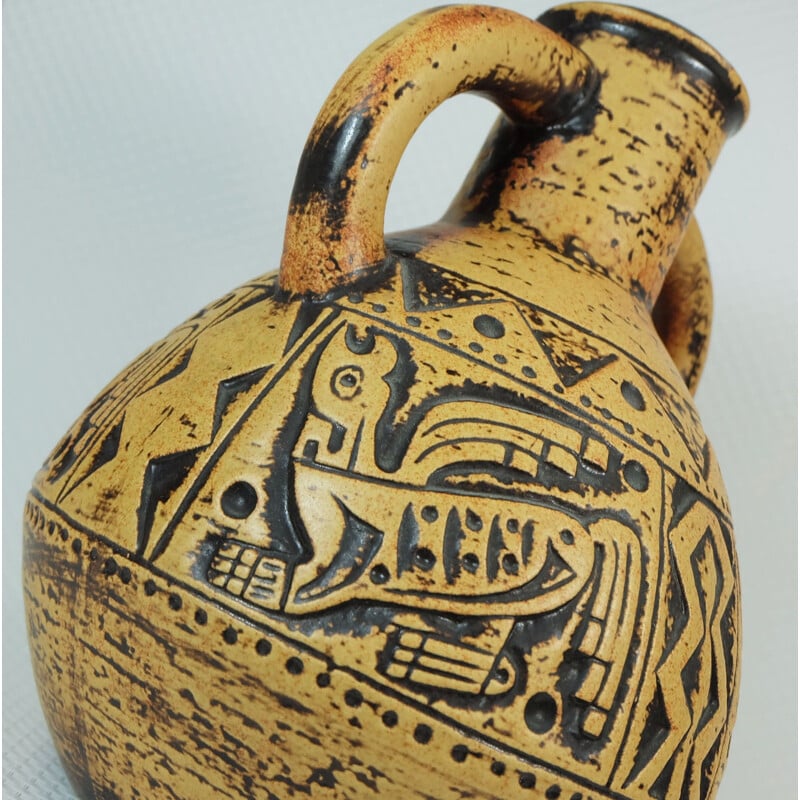 Vase "N 312 13 32" Jasba en céramique avec motif Aztèque - 1960
