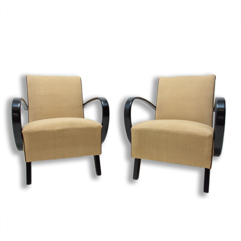 Pair of vintage bentwood armchairs by Jindřich Halabala for Up Závody, 1950