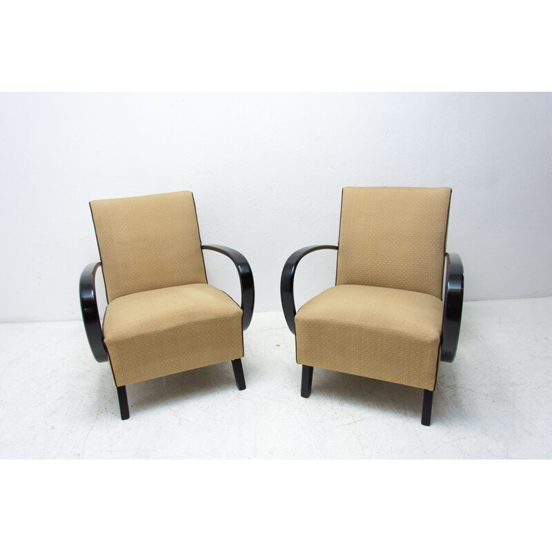 Pair of vintage bentwood armchairs by Jindřich Halabala for Up Závody, 1950