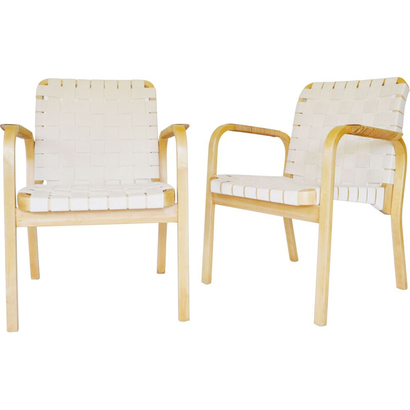 Pair of model 45 vintage dining chairs by Alvar Aalto for Artek, 1960s