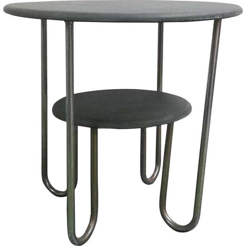 Table d'appoint à double plateaux vintage de Selette Bahaus, 1950