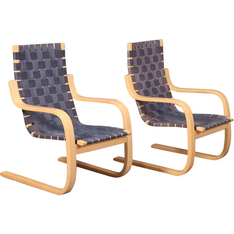 Coppia di poltrone vintage Alvar Aalto modello 406 di Artek