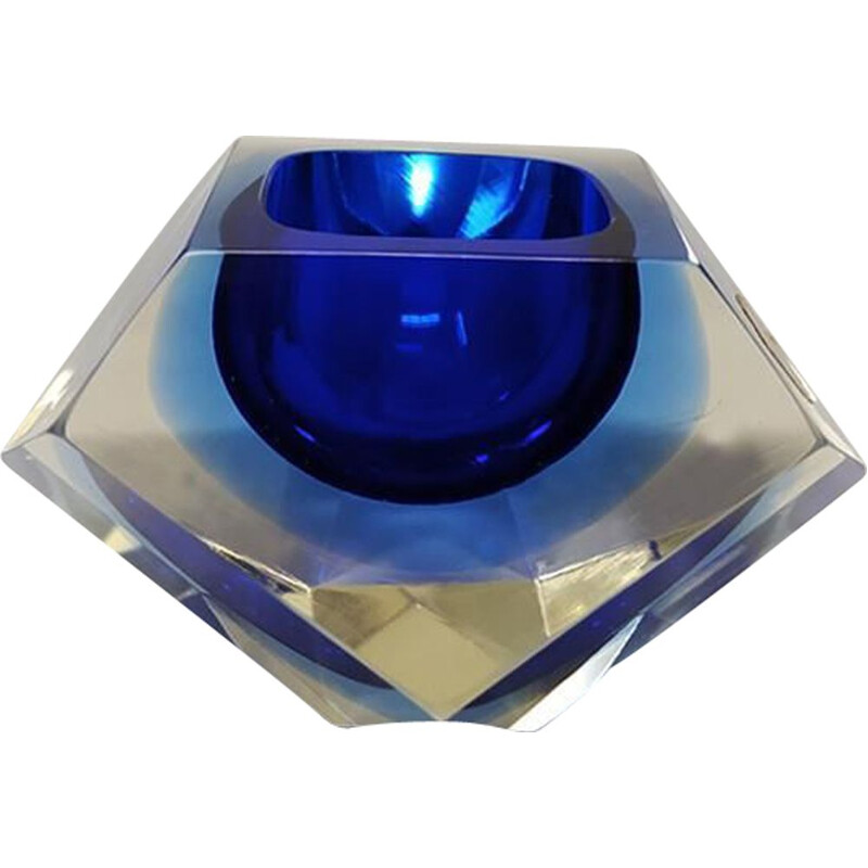 Prodotti blue vintage ashtray by Flavio Poli for Seguso, 1960s
