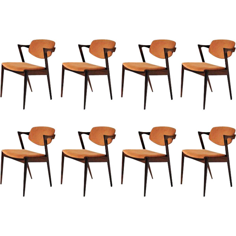 Set of 8 rosewood vintage dining chairs by Kai Kristiansen for Schous Møbelfabrik, 1960s