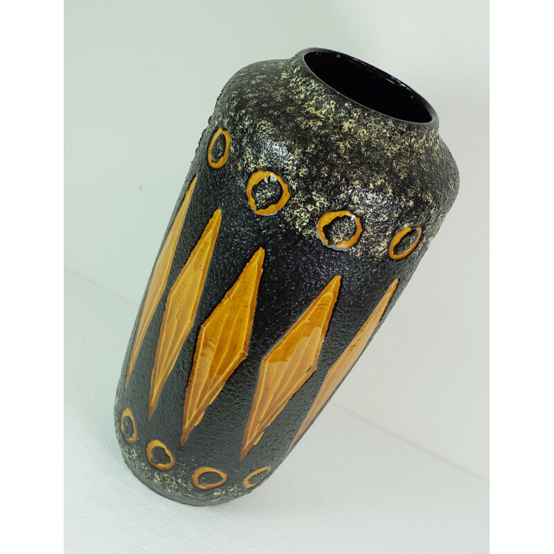 Scheurich "517-45" big vase in black ceramic - 1960s