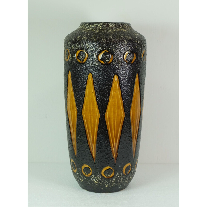 Scheurich "517-45" big vase in black ceramic - 1960s