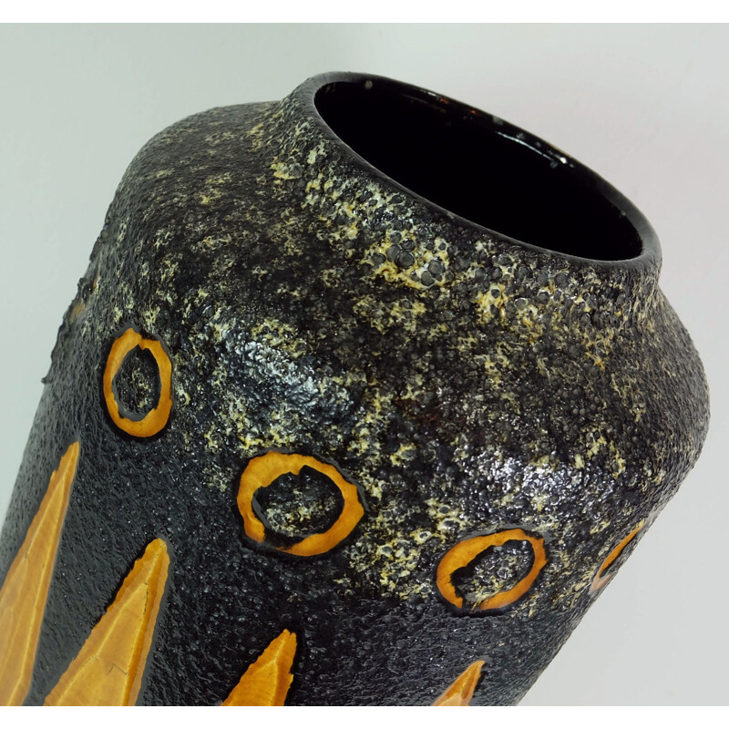 Grand vase "517-45" Scheurich en céramique noire - 1960