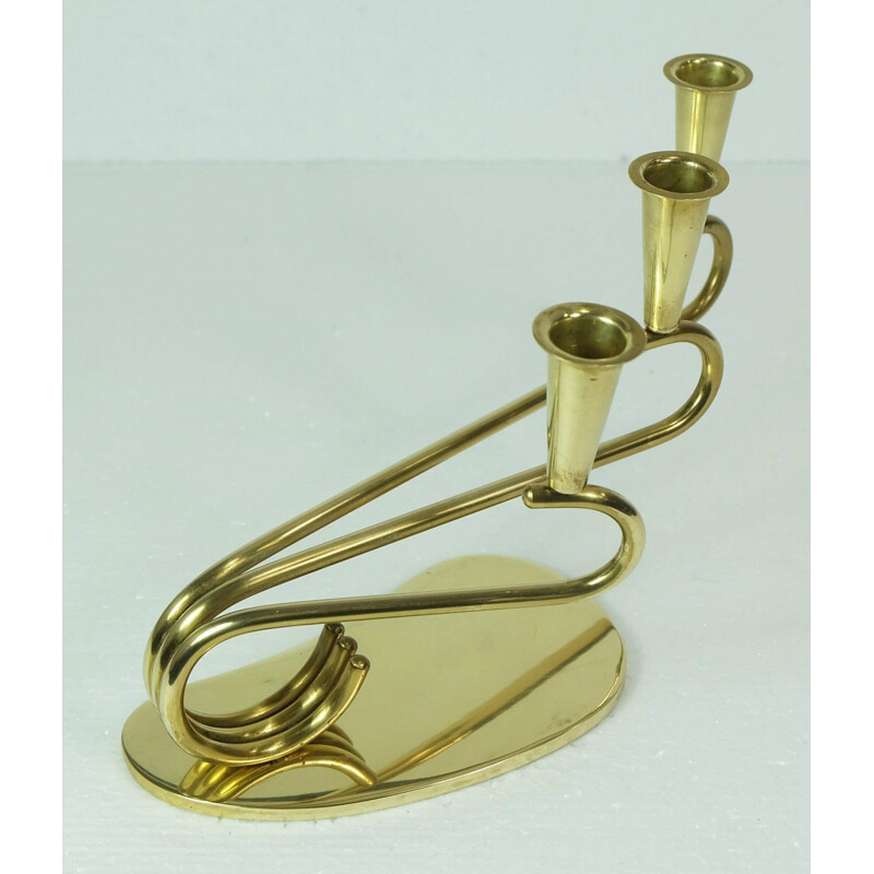 Triple candleholder in brass - 1950s 