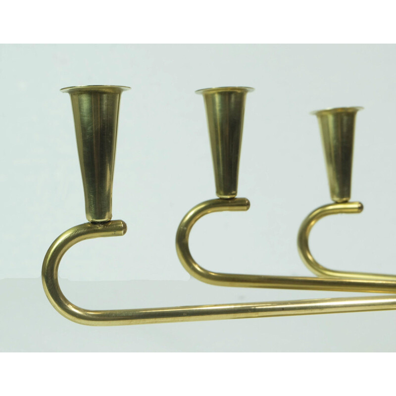 Triple candleholder in brass - 1950s 