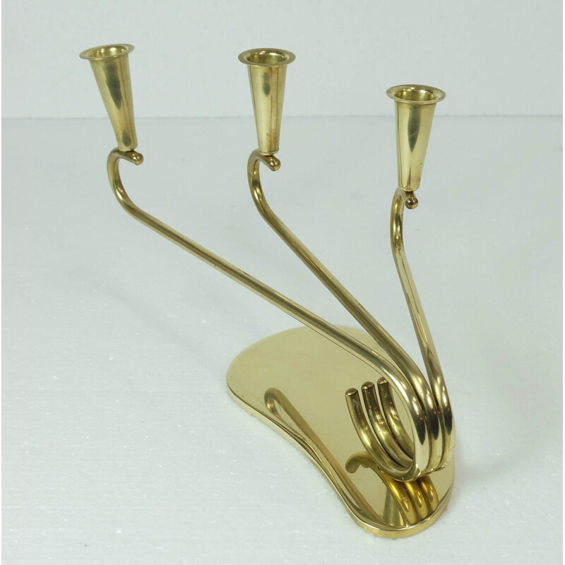 Triple candleholder in brass - 1950s 