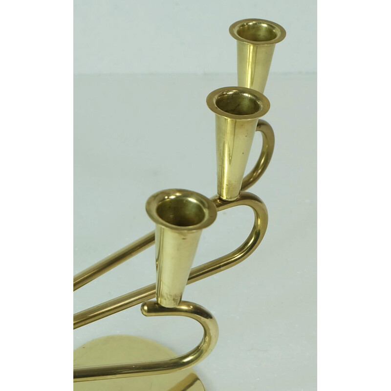 Triple candleholder in brass - 1950s 