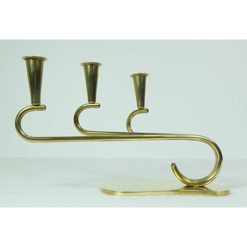 Triple candleholder in brass - 1950s 