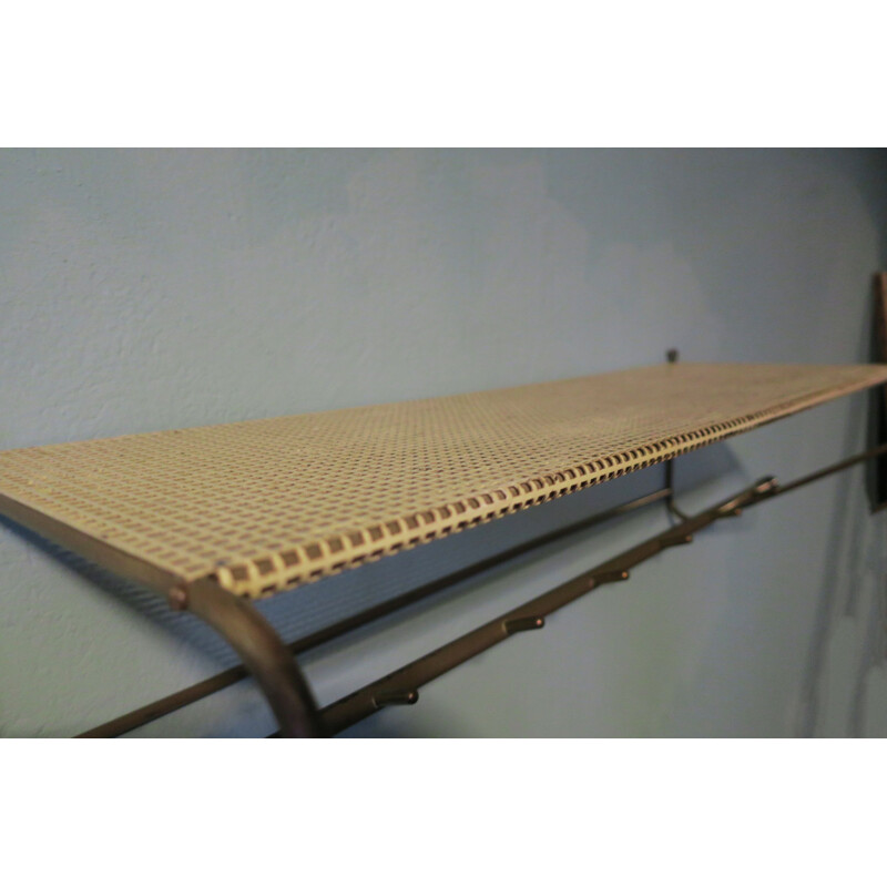 Mid-century Mathieu Matégot period perforated metal and brass coat rack, 1950s