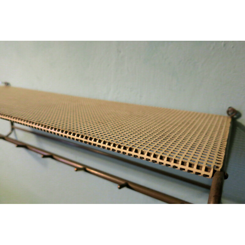 Mid-century Mathieu Matégot period perforated metal and brass coat rack, 1950s