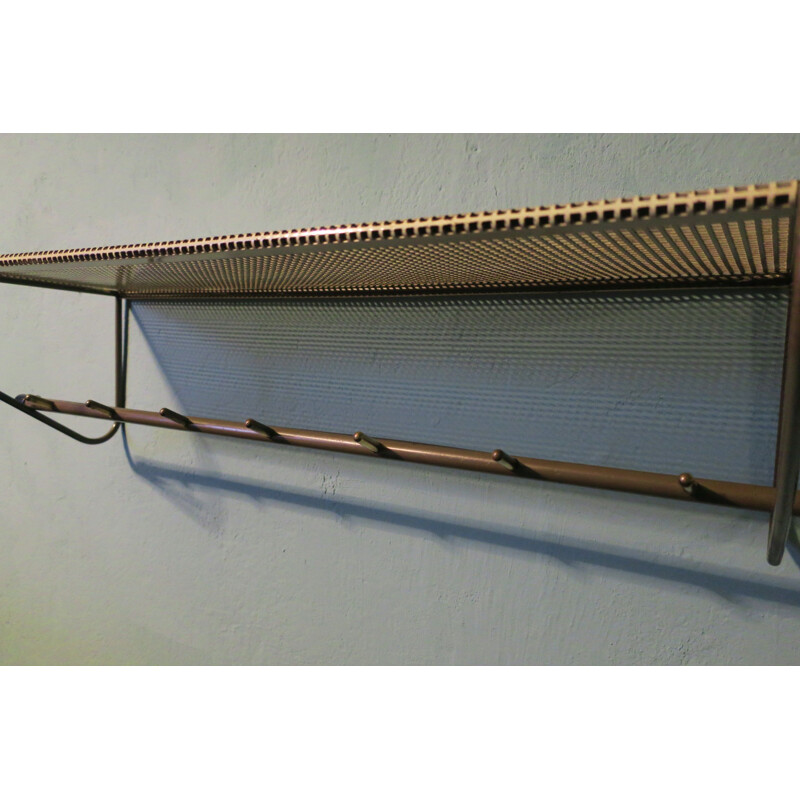 Mid-century Mathieu Matégot period perforated metal and brass coat rack, 1950s