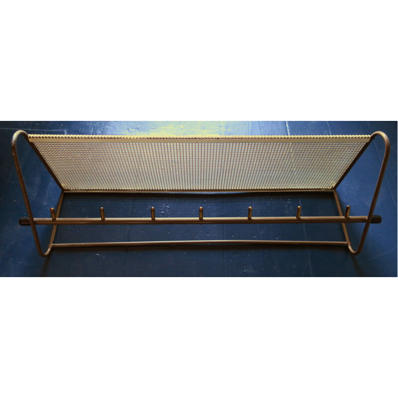 Mid-century Mathieu Matégot period perforated metal and brass coat rack, 1950s