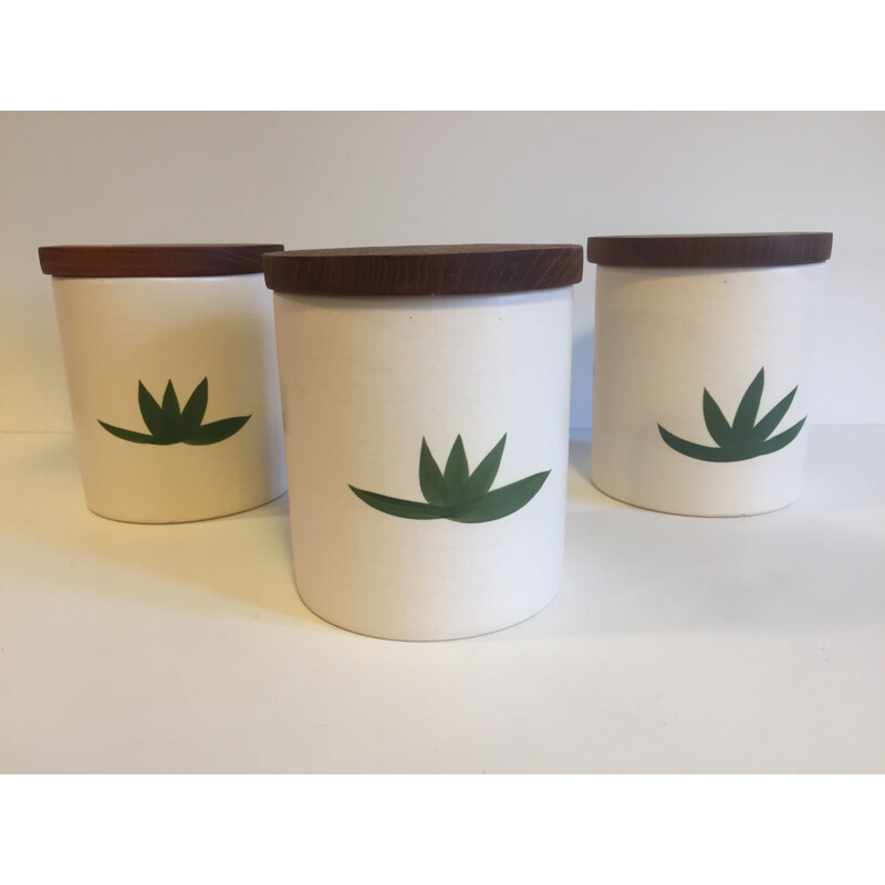 Set of 3 vintage ceramic pots by Grès du Marais