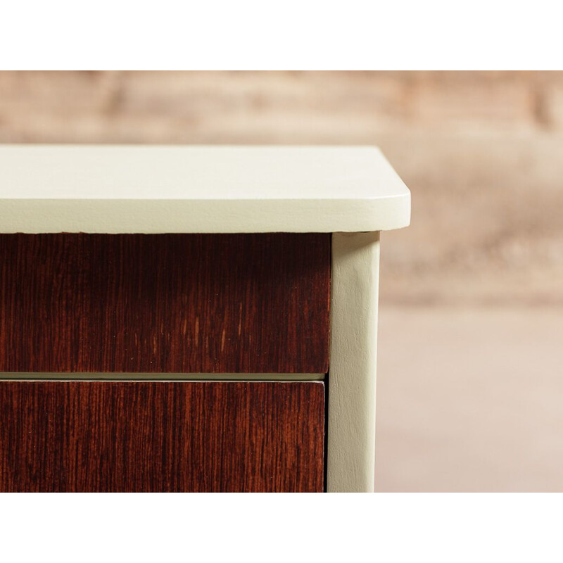 Pair of vintage bedside tables in pale green on solid beech compass legs