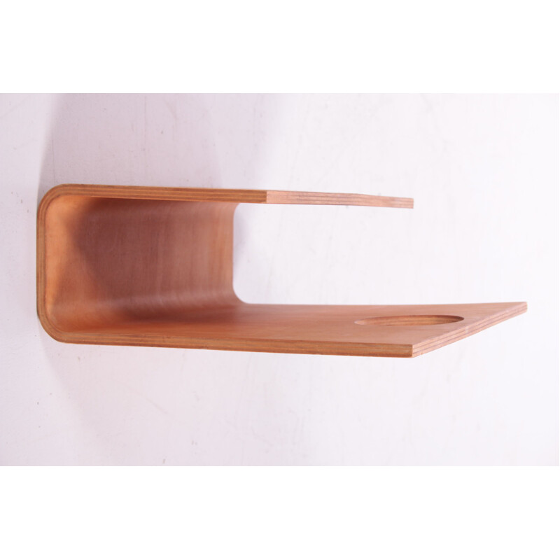 Mid century magazine rack wood, France 1970s