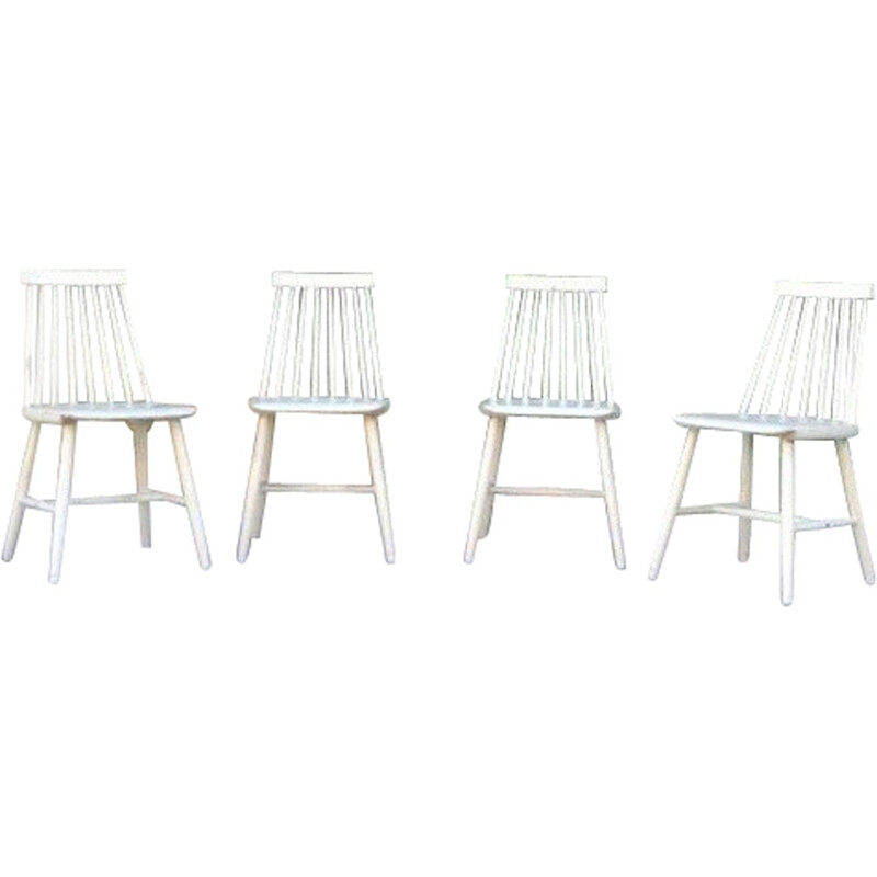 Set of 4 Scandinavian chairs in wood - 1960s