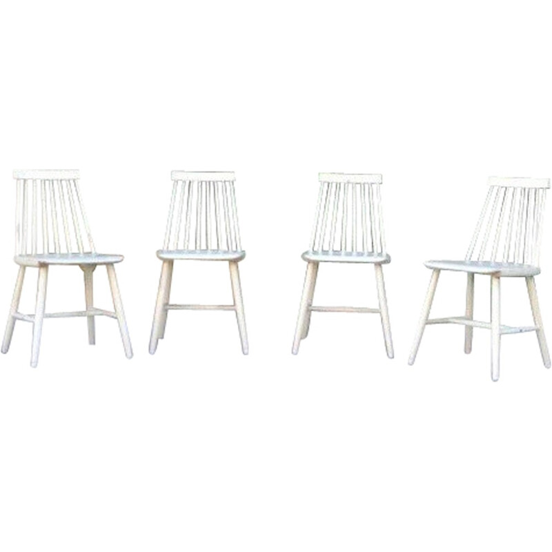 Ensemble de 4 chaises scandinaves en bois - 1960