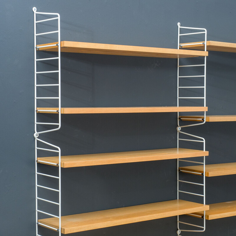 Mid-century string shelving system elmwood by Nisse Strinning, 1960s